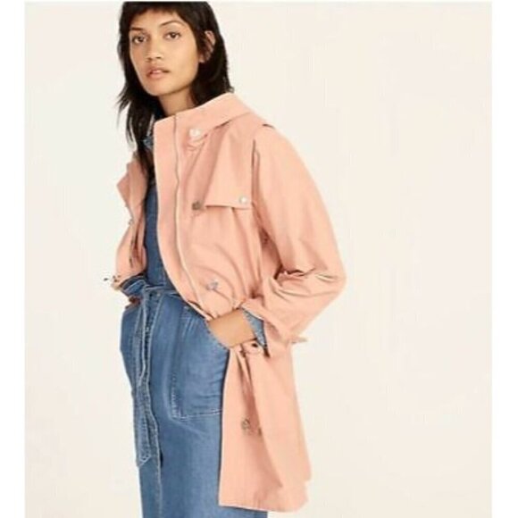 NWT J Crew petite lightweight taupe pink hooded utility jacket size MP - Picture 1 of 15